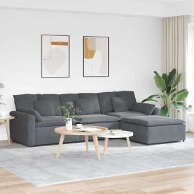 Modular Sofa Dark grey Velvet (100% polyester) Oversized Modular