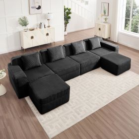 Modular 4 Seat U Shape Sectional Boneless Sofa, Cloud Sectional Couch with Deep Seat
