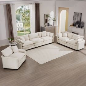 3 - Piece Sofa Set, Comfortable Oversized Sofa with One Single Sofa, One 2-Seater Sofa and One 3-Seater Sofa, Light Beige Corduroy Deep Seat Sofa
