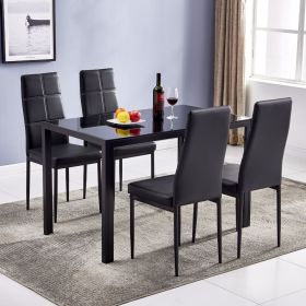 Simple Assembled Tempered Glass & Iron Dinner Table Black(Replacement