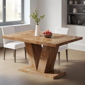 47-Inch Dining Table for 4, Light Oak Brown Kitchen Dinner Furniture with Heavy Duty Pedestal, Farmhouse Wooden Eating Desk