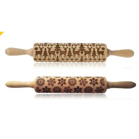 Rolling Pin Christmas Embossing (Option: Reindeer+Snowflake 35cm)