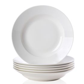 9.5 Inch Pure White Soup Plate, Dinner Plate 6 Pieces (Option: WHITE)
