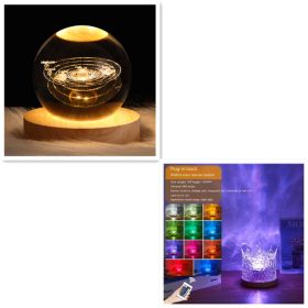 LED Water Ripple Ambient Night Light USB Rotating Projection Crystal Table Lamp RGB Dimmable Home Decoration 16 Color Gifts (Option: 3W-Set4-1PC)