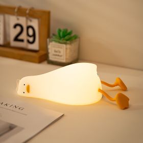 Cute LED Night Light Touch Sensor Cartoon Kid's Nightlights Big Face Rabbit Silicone Night Light Christmas Gift Bedside Lamp Home Decor (Option: Lying flat duck)