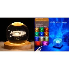 LED Water Ripple Ambient Night Light USB Rotating Projection Crystal Table Lamp RGB Dimmable Home Decoration 16 Color Gifts (Option: 3W-Set6-1PC)