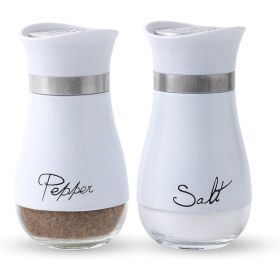 Salt And Pepper Shakers Set - Salt Containers For Gifts, Kitchen Decor, Home, RV, Camp, BBQ, 4 Oz Farmhouse Spice Dispenser With Glass Bottom, Se (Option: WHITE)