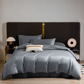 Comfortable high-grade soft cotton bedding, four-piece set, bed sheet * 1, duvet cover * 1, pillowcase * 2 (Color: gray, core: Without pillowcase and comforter)