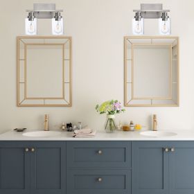 Wall Light Brushed Nickel Bathroom Vanity Lights, E26 Modern Bathroom Light Fixtures with Clear Glass Shade (Color: Brushed Nickel, Number of Light: 2-Light)