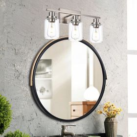 Wall Light Brushed Nickel Bathroom Vanity Lights, E26 Modern Bathroom Light Fixtures with Clear Glass Shade (Color: Brushed Nickel, Number of Light: 3-Light)