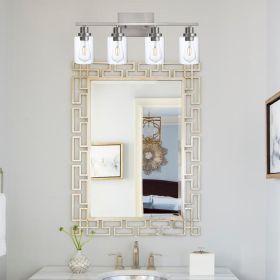 Wall Light Brushed Nickel Bathroom Vanity Lights, E26 Modern Bathroom Light Fixtures with Clear Glass Shade (Color: Brushed Nickel, Number of Light: 4-Light)