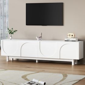 ON-TREND Graceful TV Stand With Arch Cabinets For TVs Up To 78'', Minimalist Entertainment Center With Solid Wood Legs, Practical Media Console W (Option: WHITE)